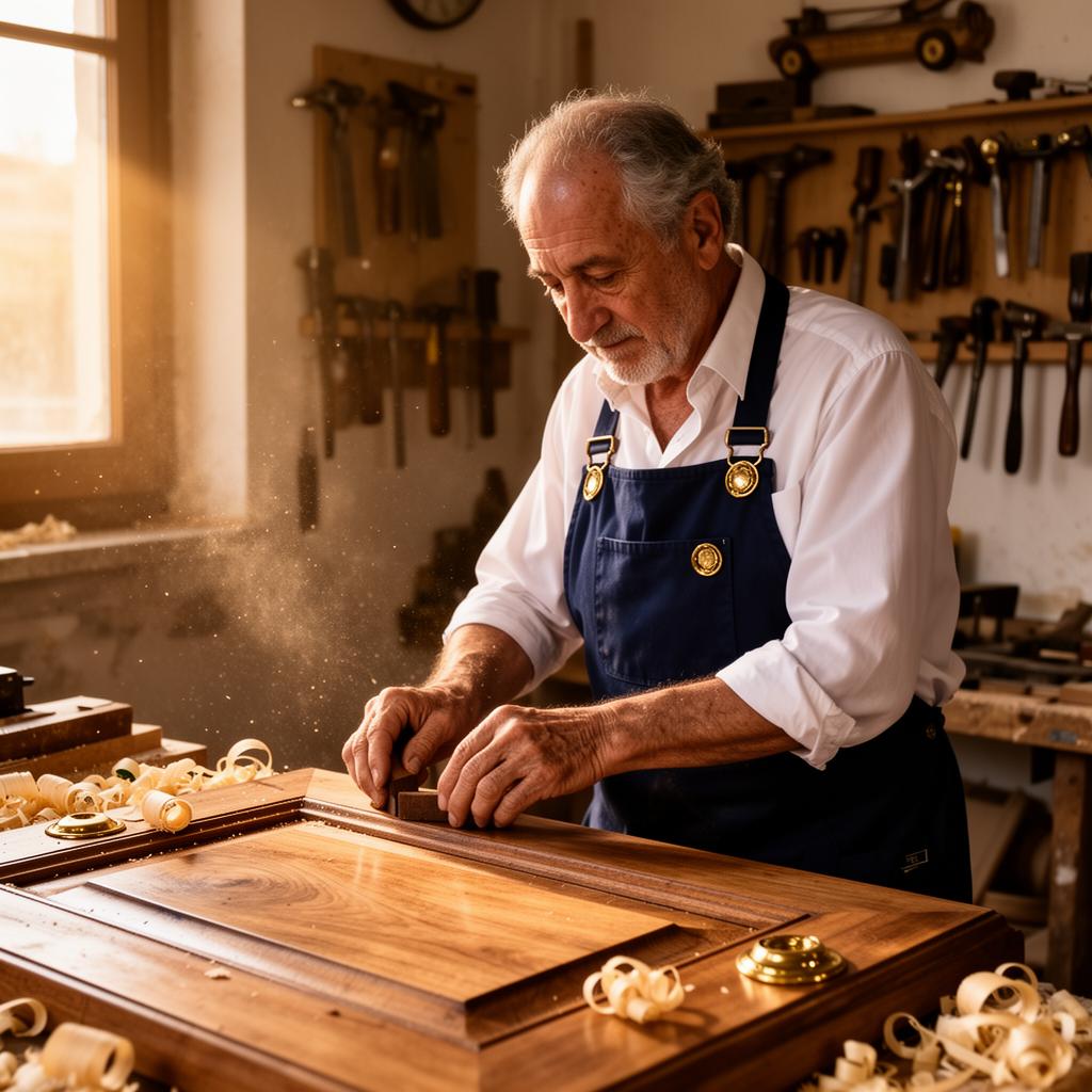 Angelo Villani al lavoro nel suo laboratorio a Bassano del Grappa