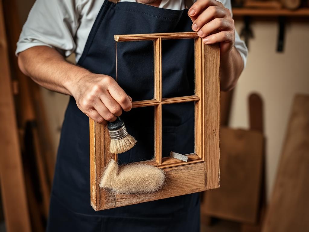 restauro di una finestra in legno